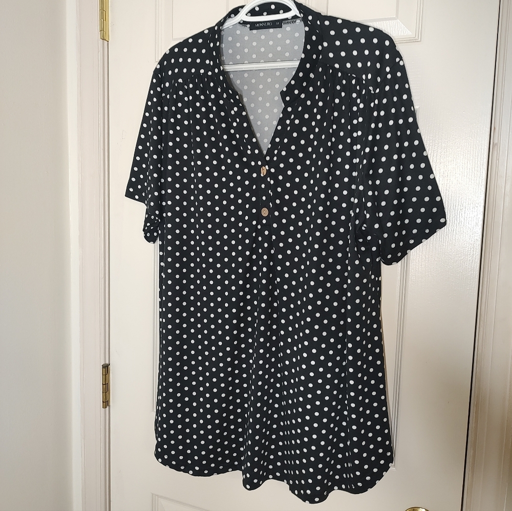 Polka Dot Blouse - Black and White